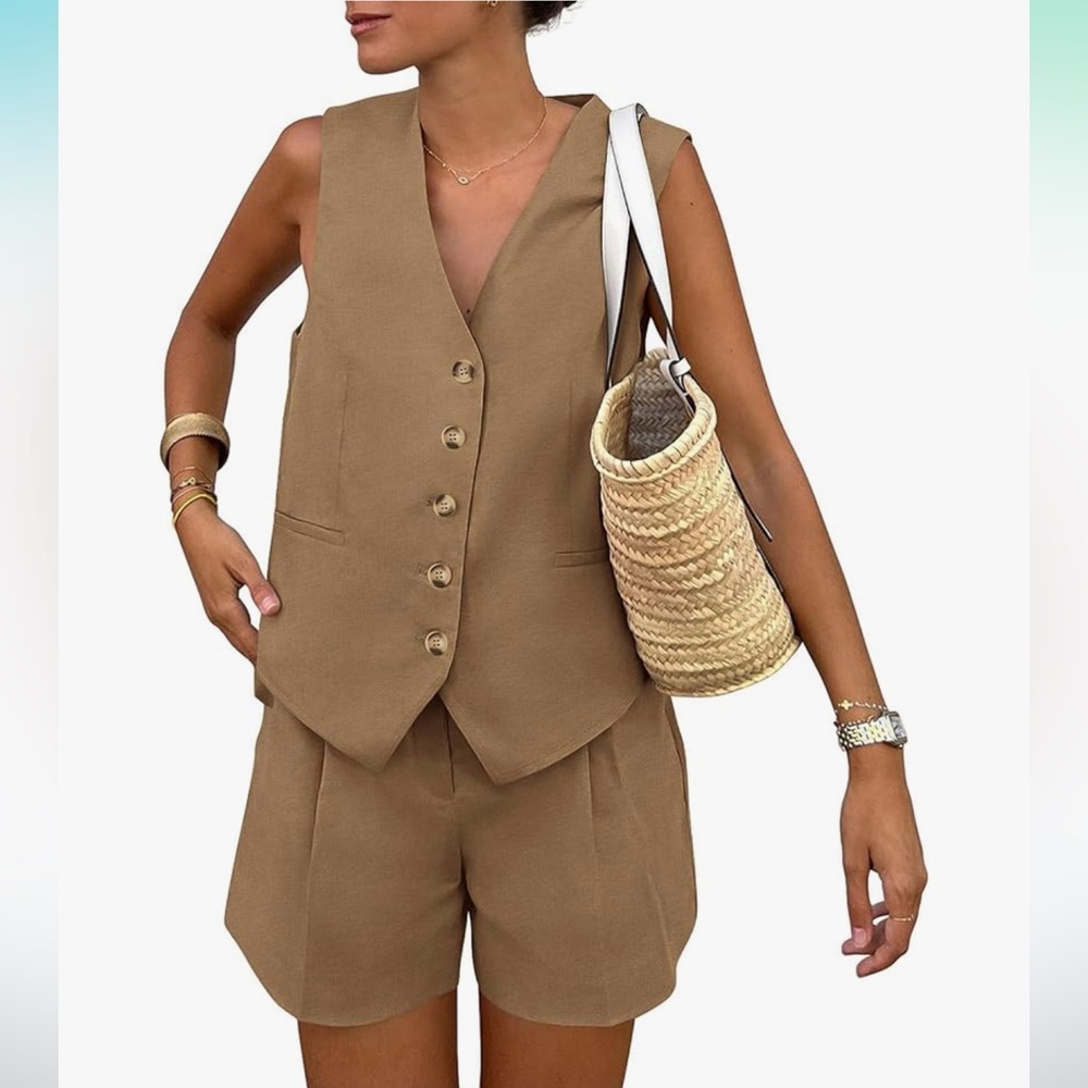 Pretty garden vest 2 piece set